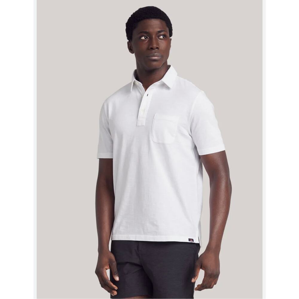 Faherty Sunwashed Polo - Men's Medium - Crisp White (New No Tags)